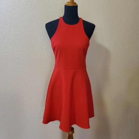 Likely Fit & Flare Sleeveless Mini Dress Size 8 Red - Picture 1 of 7